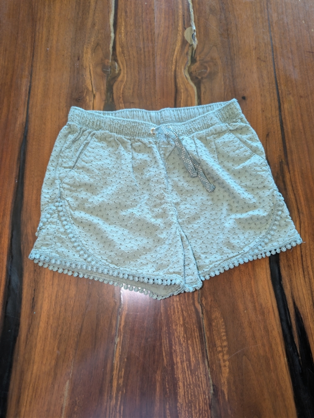 Green Eyelet Shorts